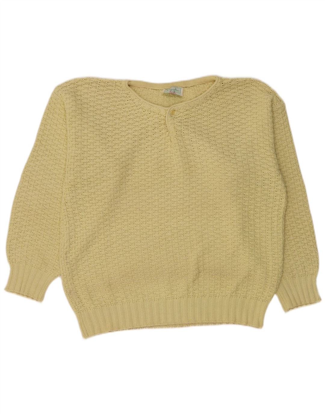 BENETTON Pull col rond femme IT 50 XL Jaune Coton