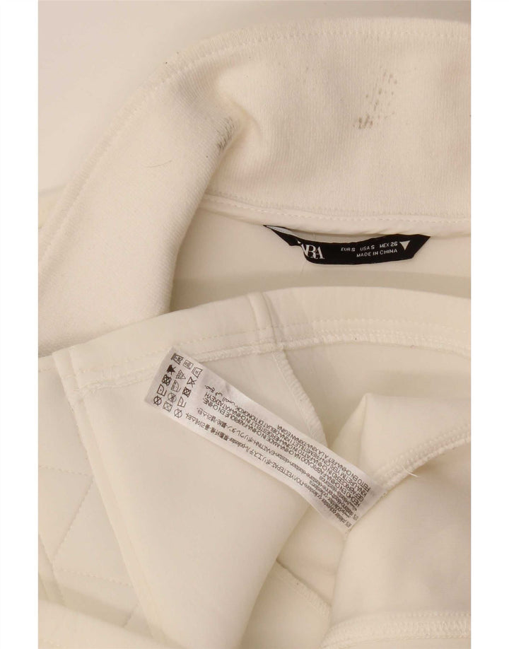 Zara Womens Bomber Jacket UK 10 Petit Blanc Polyester