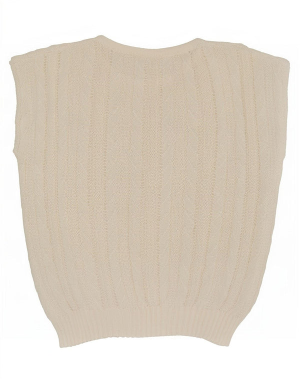 vintage Womens Vest Débardeur UK 14 Moyen Off White