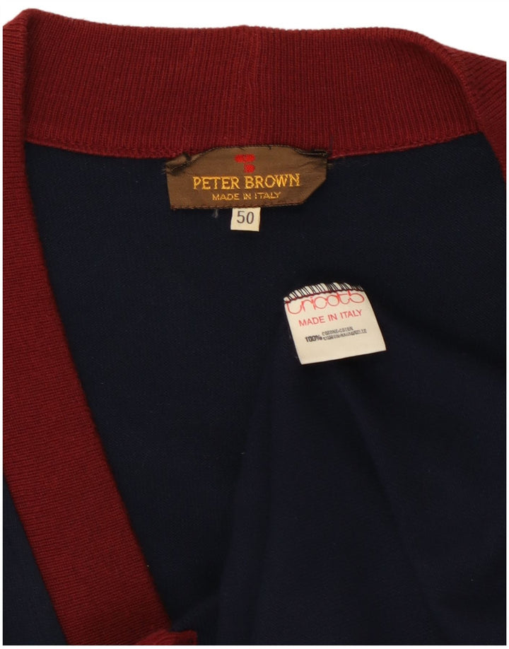 Peter Brown Pull Cardigan Homme IT 50 Bleu Marine Moyen Coton