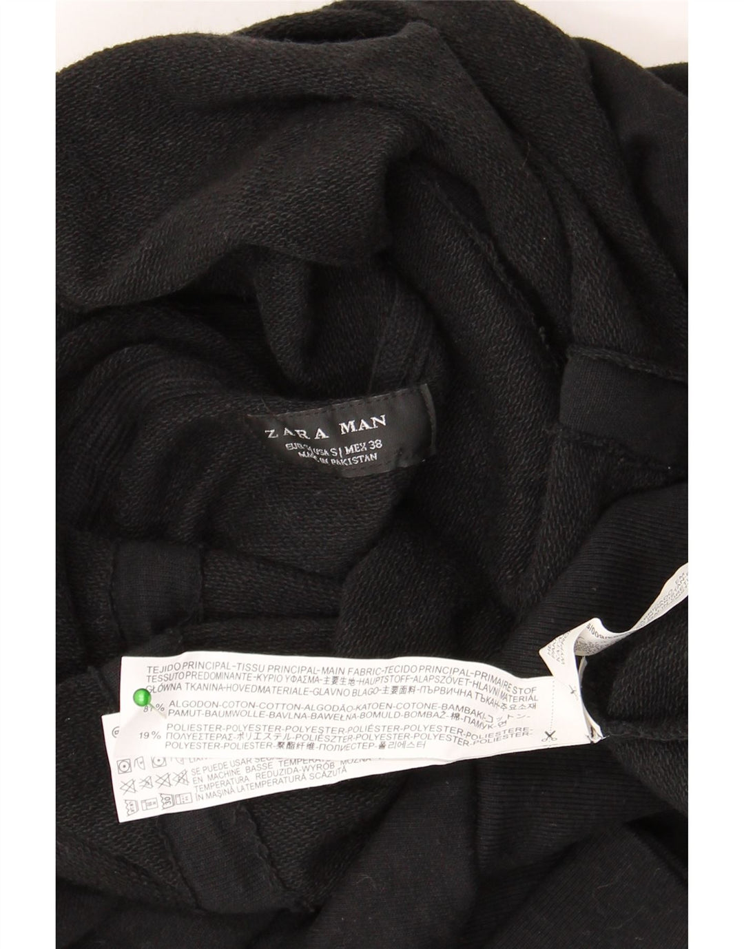Zara Mens Roll Neck Sweatshirt Jumper Petit Noir Coton