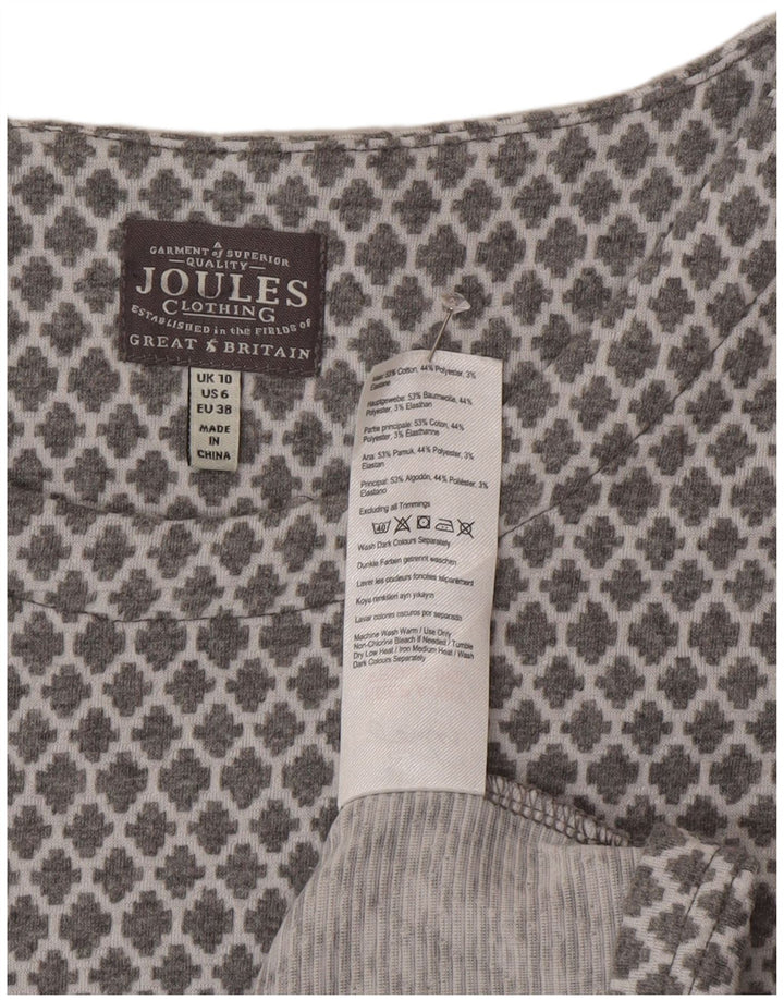 Joules Robe basique à manches longues pour femme UK 10 Petit gris géométrique en coton