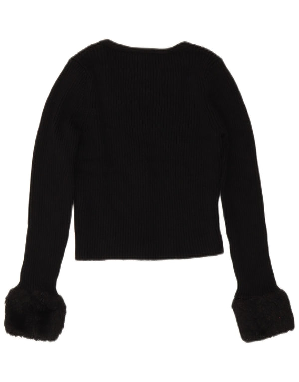 Zara Womens Crop Cardigan Sweater UK 8 Small Noir Viscose