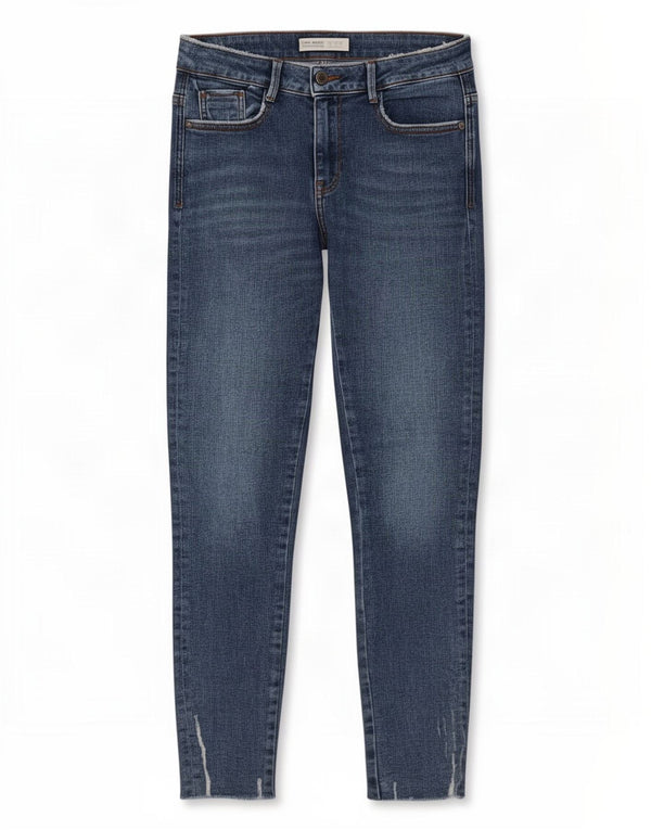 Zara Jean skinny vieilli pour femme EU 38 Small W28 L26 Bleu Coton
