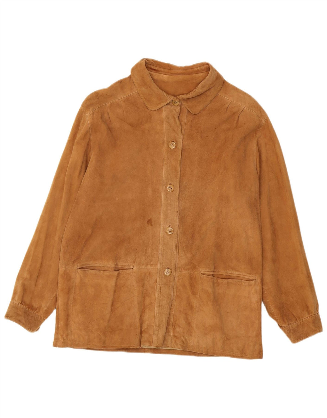 veste en daim femme vintage IT 46 Grand Beige