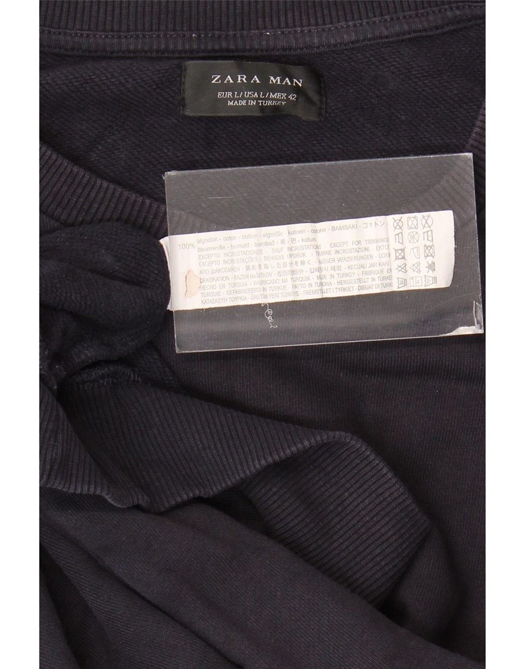 Zara Homme Sweatshirt Jumper Large Bleu Marine Coton