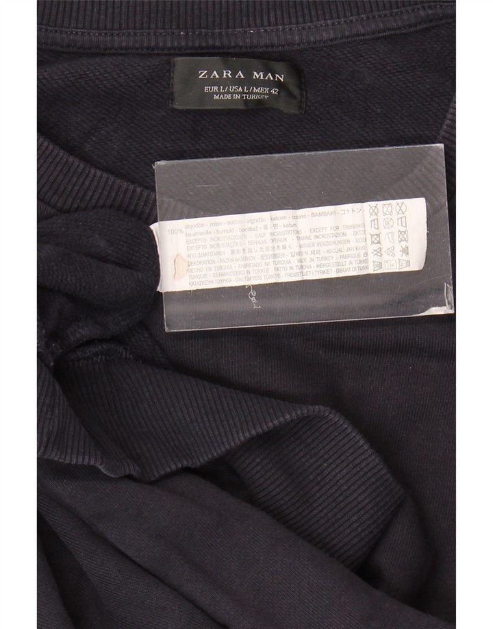 Zara Homme Sweatshirt Jumper Large Bleu Marine Coton