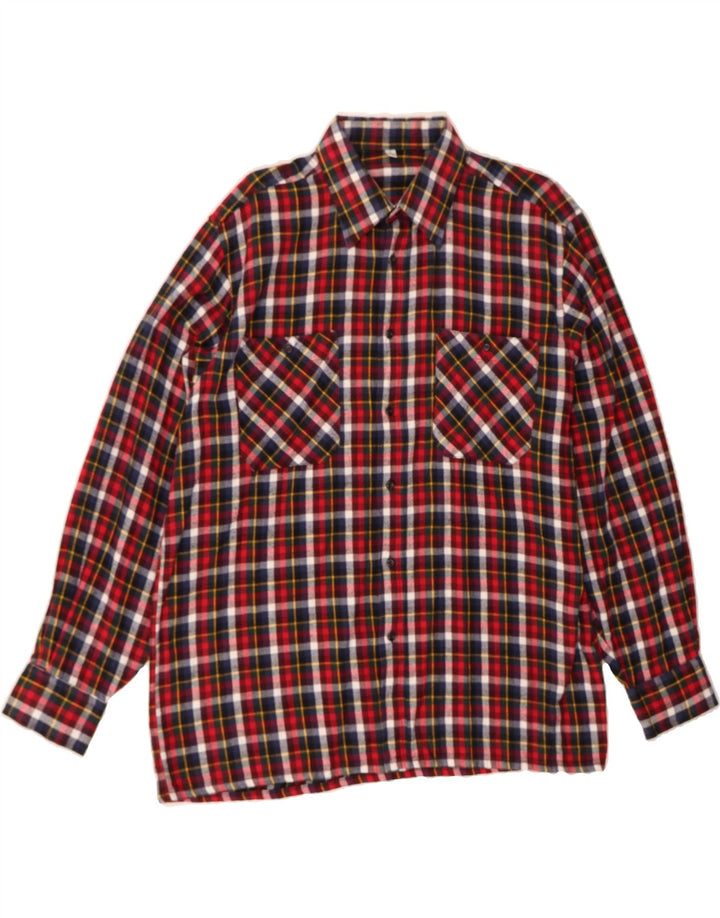 VINTAGE Mens Flannel Shirt Size 41/42 Large Red Check Cotton Vintage Vintage and Second-Hand Vintage from Messina Hembry 