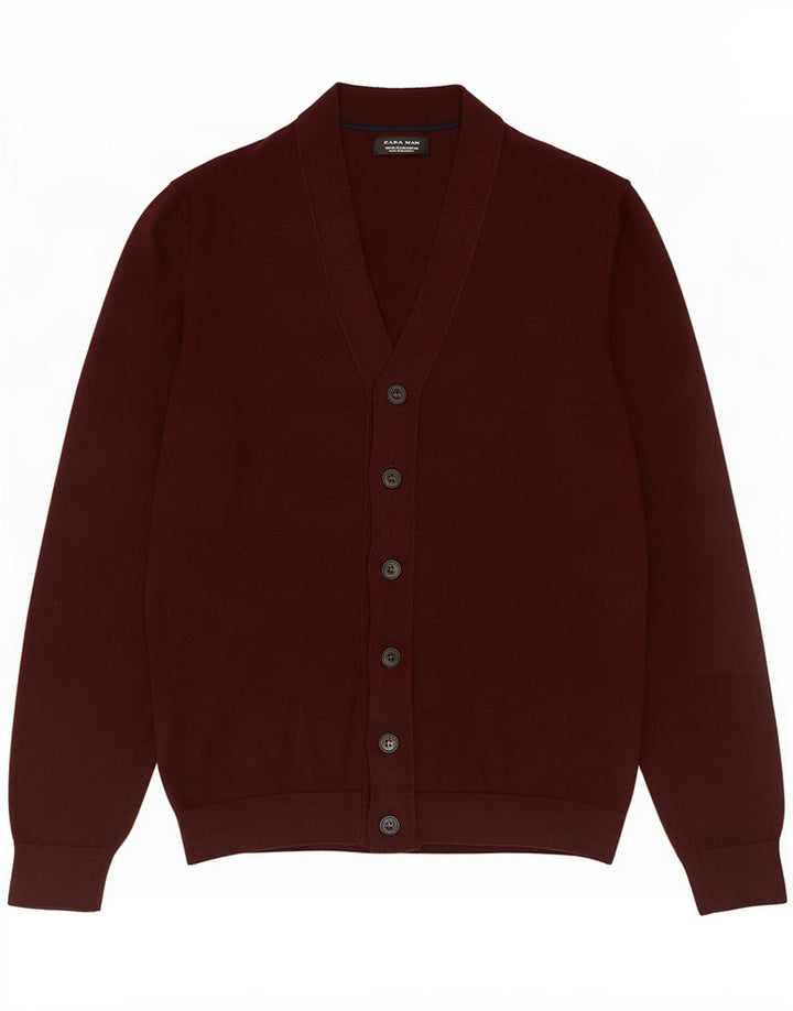 Pull Cardigan Zara Homme Bordeaux Moyen