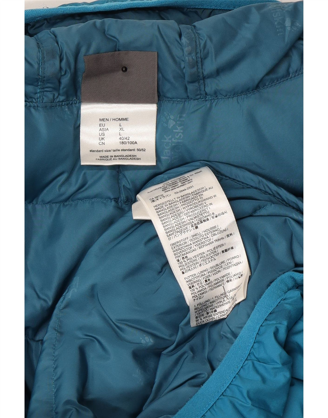 Jack Wolfskin Veste matelassée à capuche pour homme UK 40/42 Large Bleu Polyester
