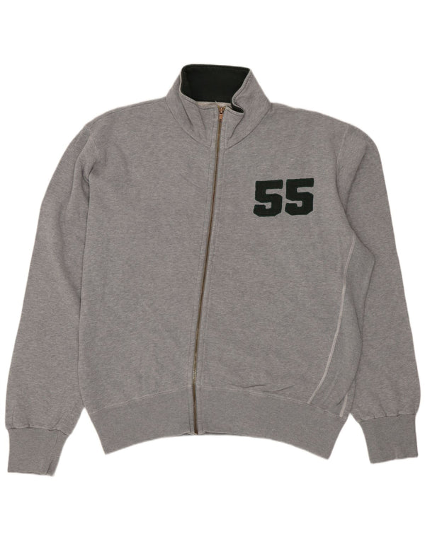 VINTAGE Homme Graphique Survêtement Top Veste XL Gris Coton