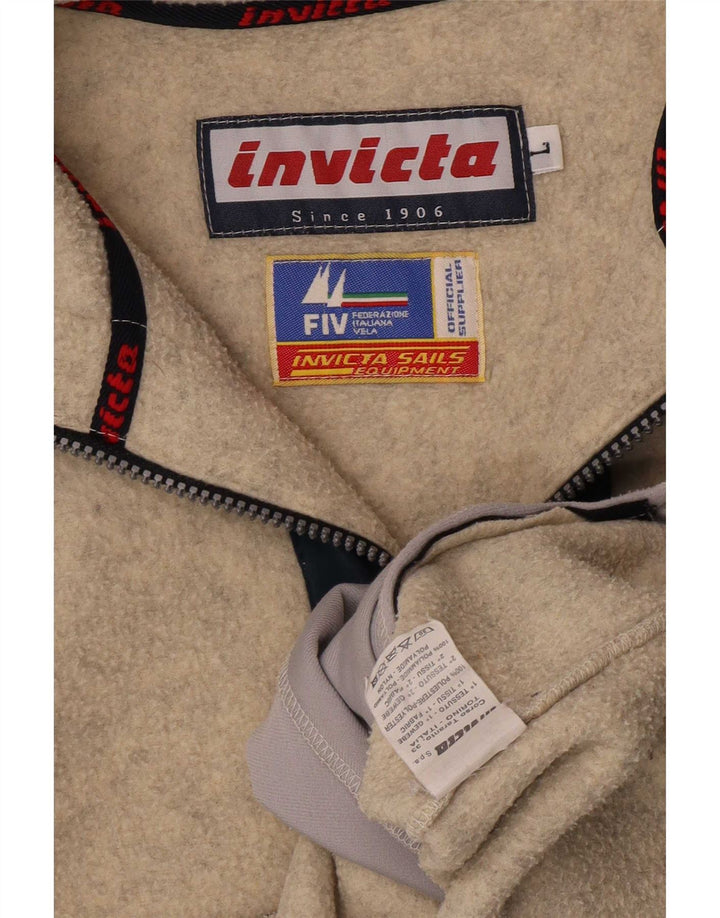 Invicta Pull polaire à col zippé pour homme Large Beige Colorblock Polyester