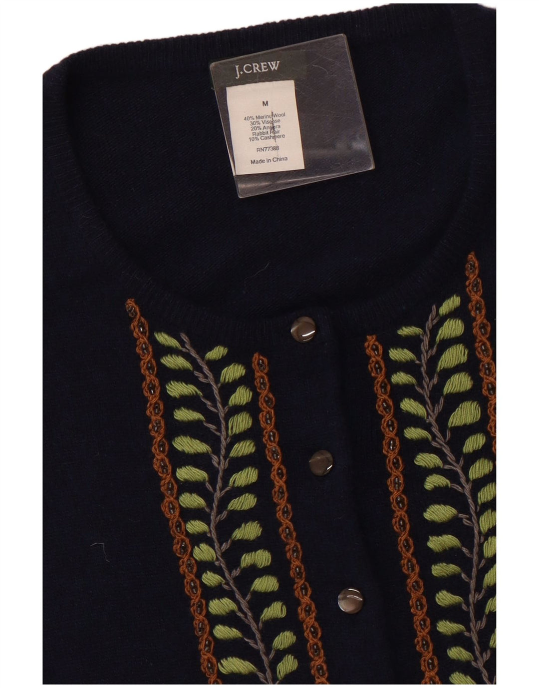 J. CREW Cardigan à manches 3/4 pour femme UK 12 Bleu marine moyen floral