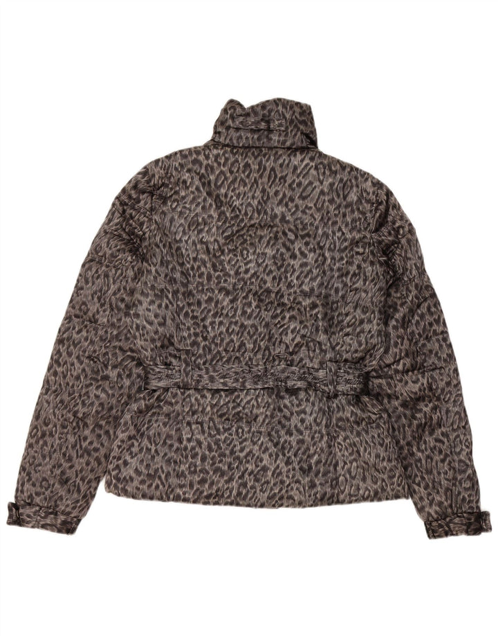 Zara Veste coupe-vent pour femme UK 14 Polyester imprimé animal gris moyen