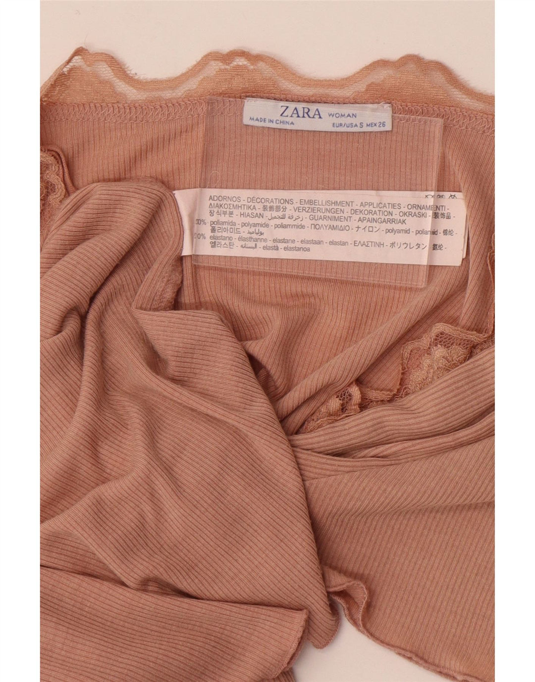 Zara Femme T-Shirt Top UK 8 Petit Orange Polyamide