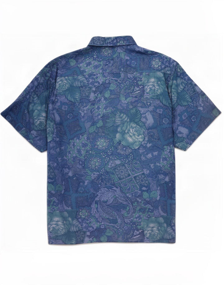 B.W. Moss Chemise à manches courtes pour homme Taille 38/40 Bleu moyen Floral