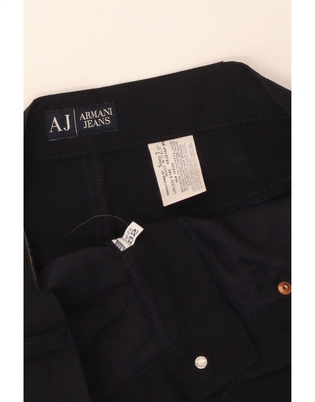 Armani Pantalon décontracté droit pour homme W32 L29 Bleu marine Polyester