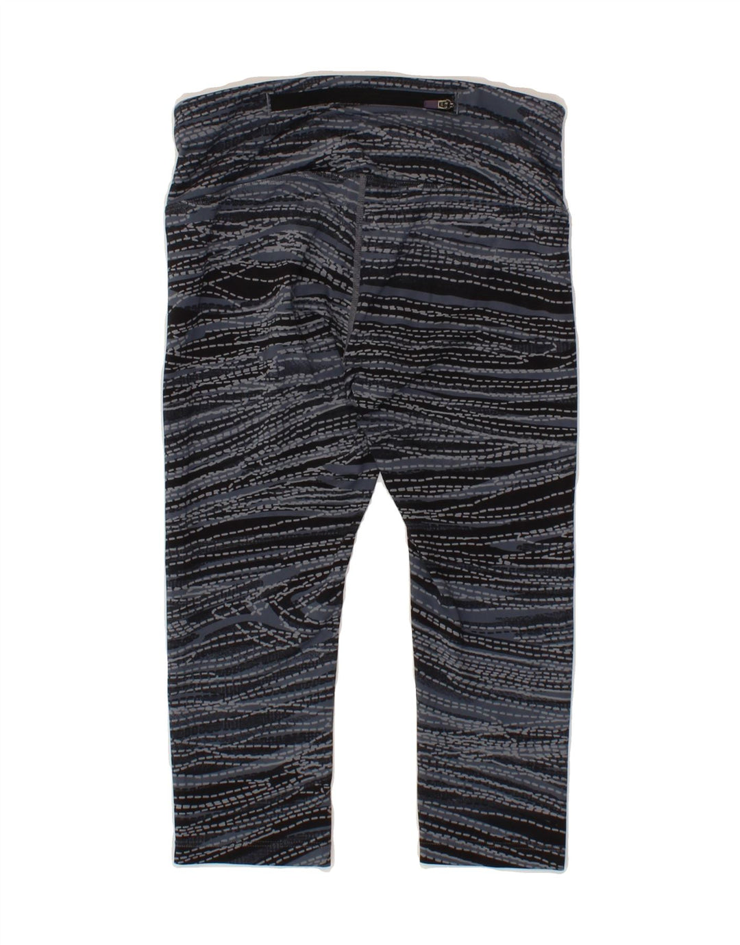 ATHLETA Womens Capri Leggings UK 0 2XS Navy Blue Striped Polyester Vintage Athleta and Second-Hand Athleta from Messina Hembry 