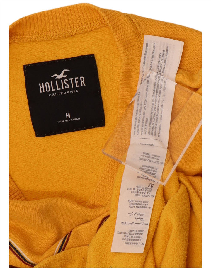 HOLLISTER Sweat-shirt court graphique pour femme UK 14 Coton jaune moyen