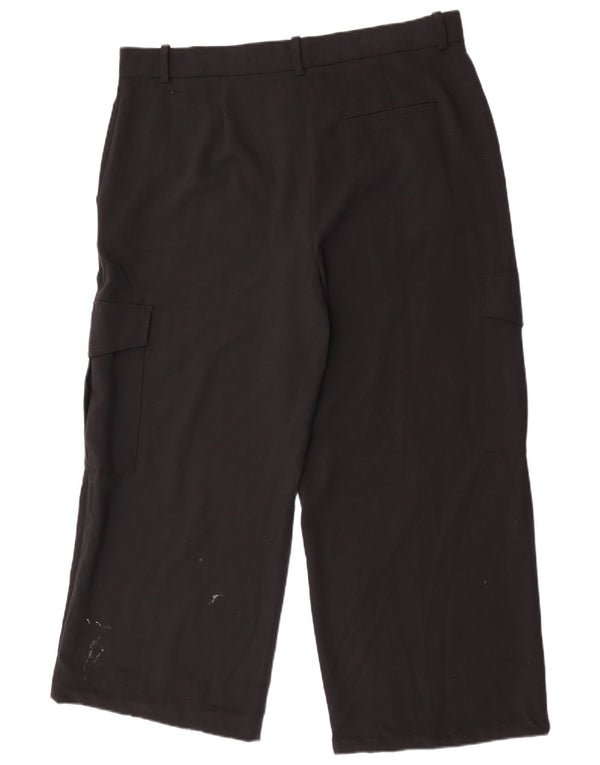 Marks & Spencer Womens Crop Straight Cargo Trousers UK 18 XL W38 L25 Black