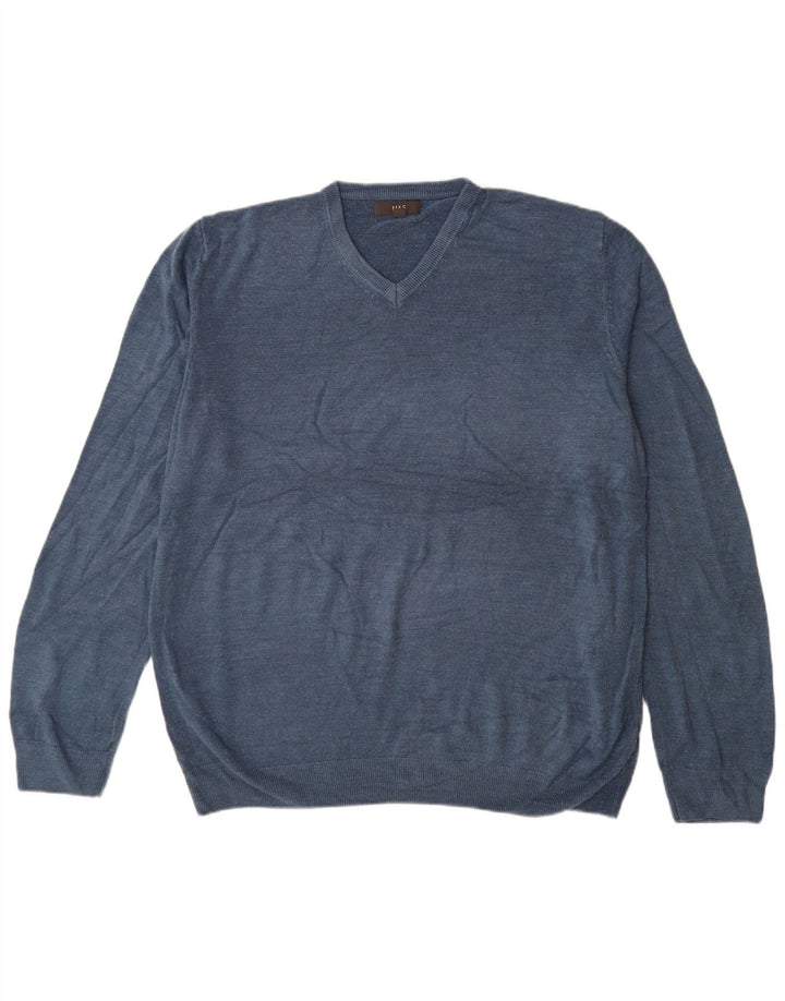 Marks & Spencer Pull col V pour homme 3XL Bleu Acrylique
