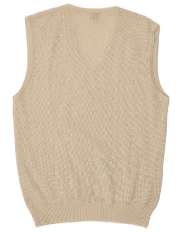 vintage Mens Vest Débardeur Moyen Blanc Cassé
