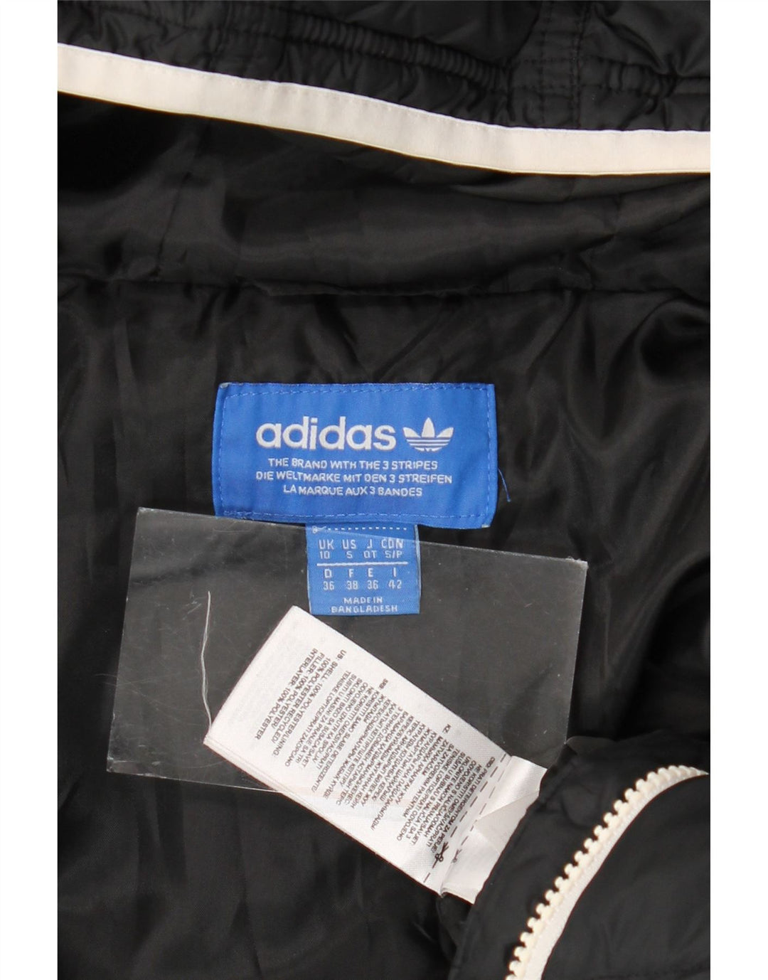 Adidas Veste rembourrée à capuche pour femme UK 10 Petit Noir Polyester