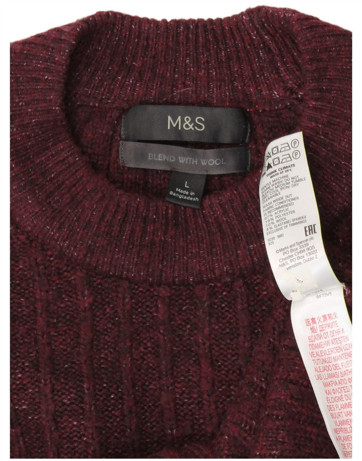 Marks & Spencer Pull à col rond pour homme Taille L Bordeaux moucheté