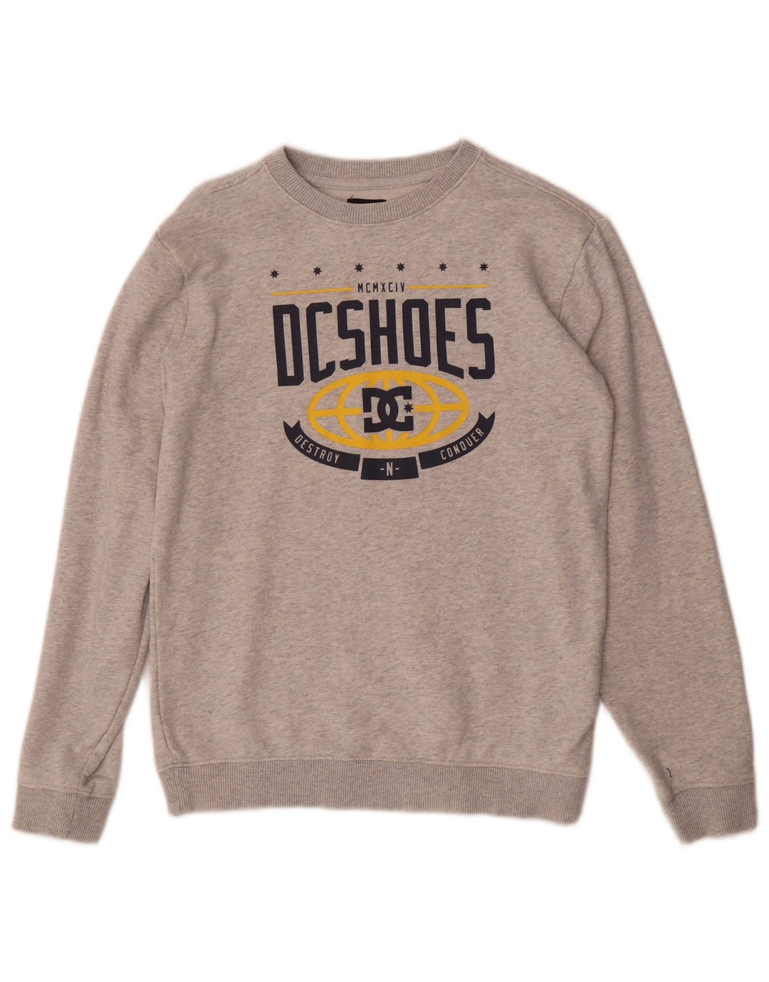 DC Boys Sweatshirt Jumper 13-14 Years Large Grey Flecked Cotton