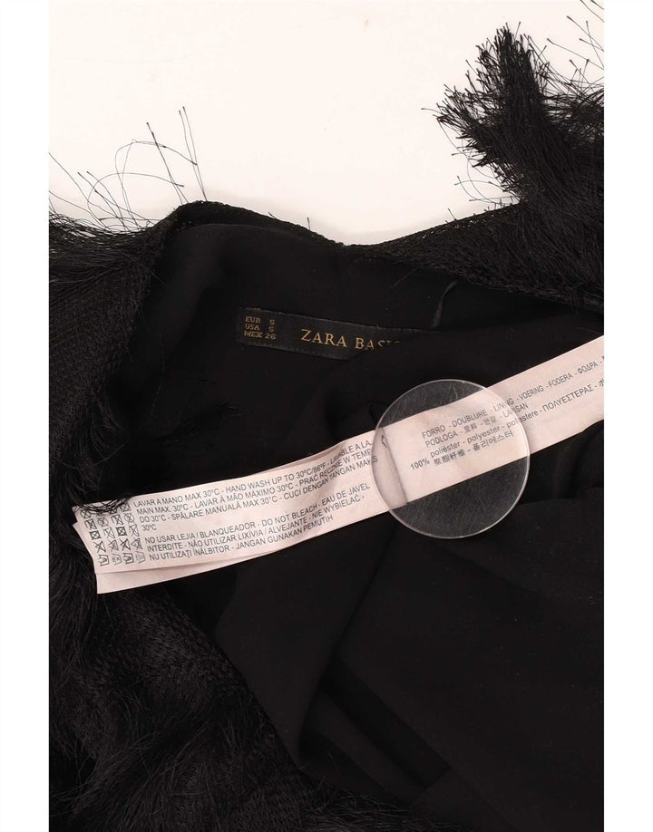 Zara Chemisier court sans manches pour femme UK 10 Petit Noir Polyester