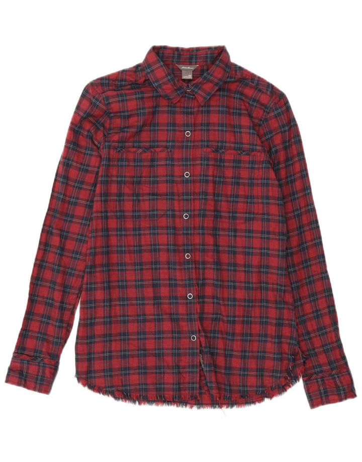 Eddie Bauer Chemise surdimensionnée pour femme UK 6 XS Rouge à carreaux en coton