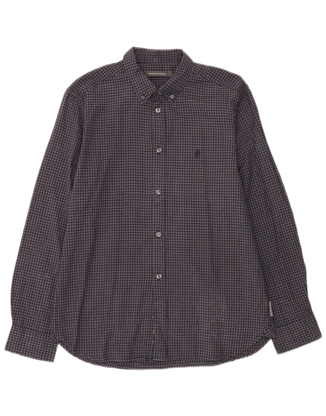 French Connection Chemise Flanelle Homme Grand Bleu Marine Vichy Coton
