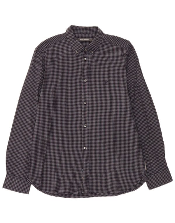 French Connection Chemise Flanelle Homme Grand Bleu Marine Vichy Coton