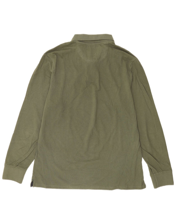 North Sails Mens Long Sleeve Polo Shirt XL Green Cotton