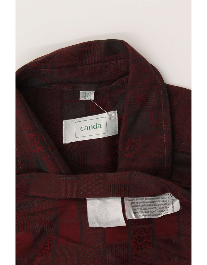 Canda Chemise Homme Taille 39/40 Viscose Géométrique Bordeaux Moyen