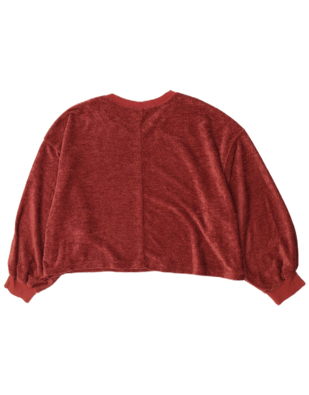 Zara Sweat-shirt court surdimensionné en velours pour femme UK 14 Bordeaux moyen