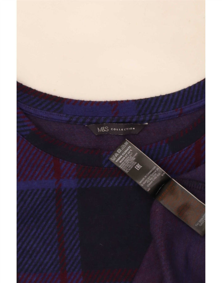 Marks & Spencer Haut à manches longues pour femme UK 44 Grand carreaux bleu marine