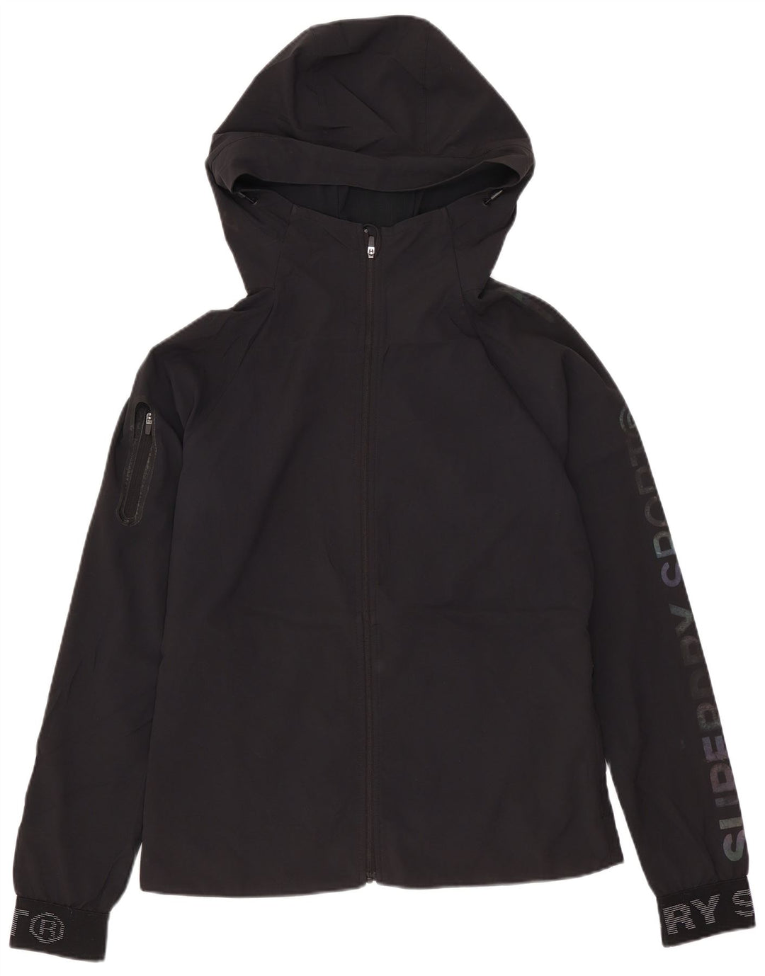 Superdry Veste coupe-vent à capuche pour femme UK 8 Small Noir Polyester