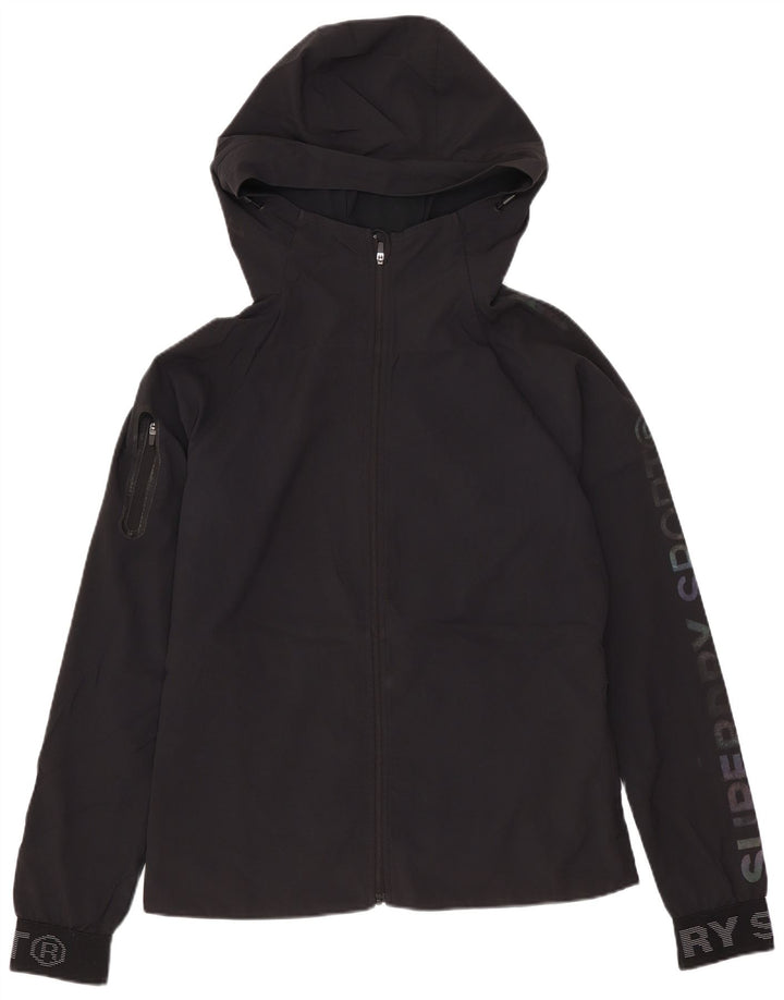 Superdry Veste coupe-vent à capuche pour femme UK 8 Small Noir Polyester