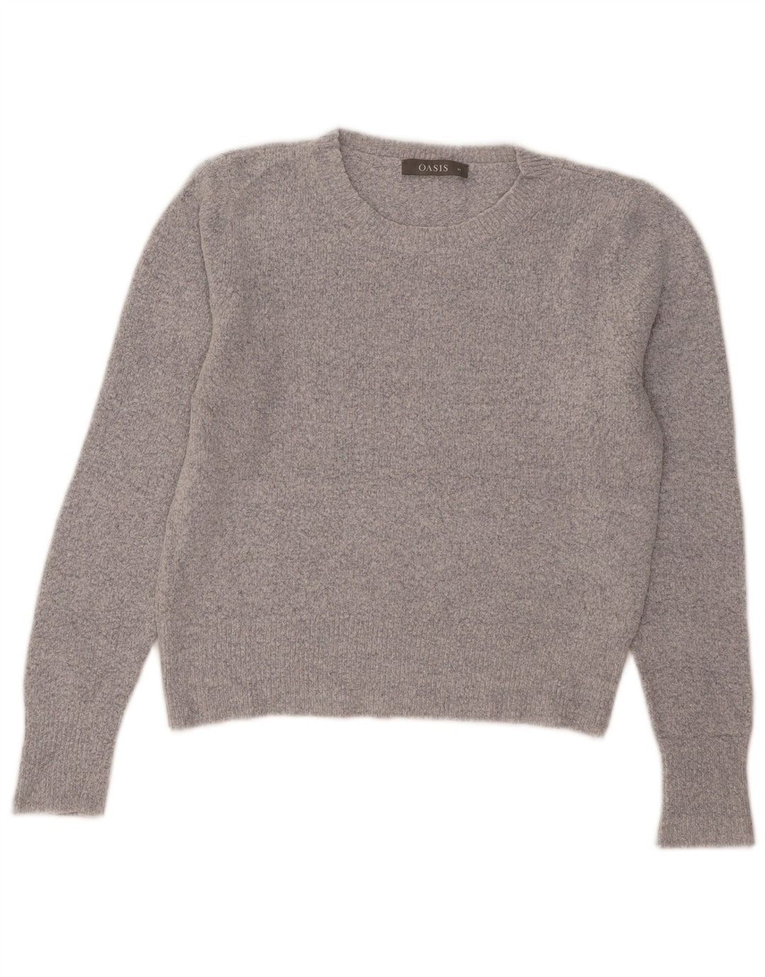 Oasis Pull court à col rond pour femme UK 12 Gris moyen Acrylique