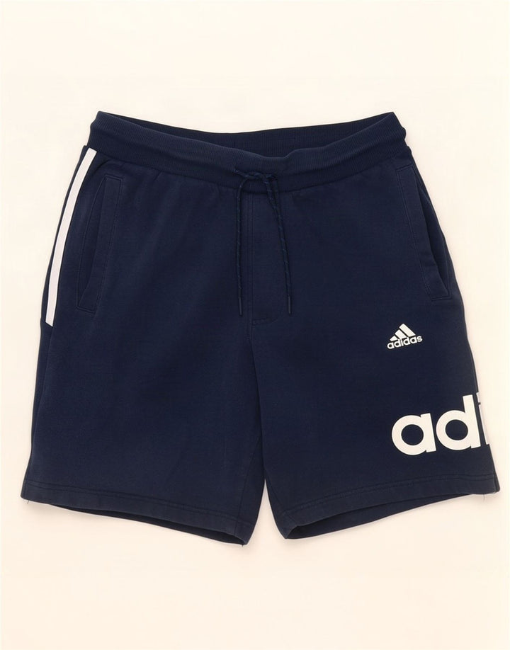 Adidas Short de sport graphique pour homme en coton bleu marine moyen