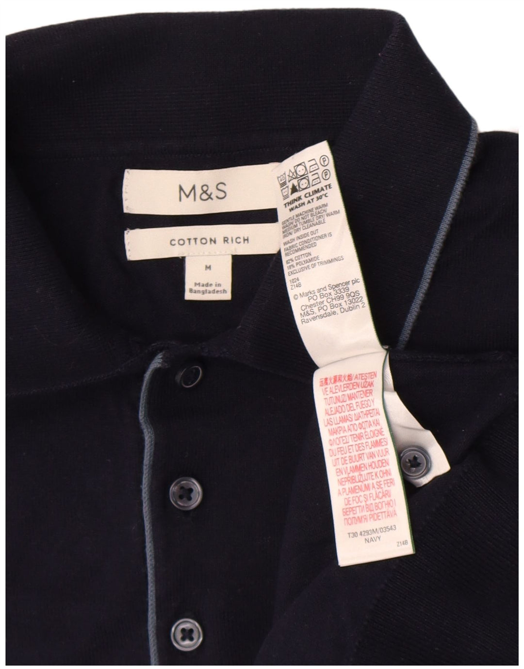 Marks & Spencer Polo Homme Bleu Marine Moyen Coton