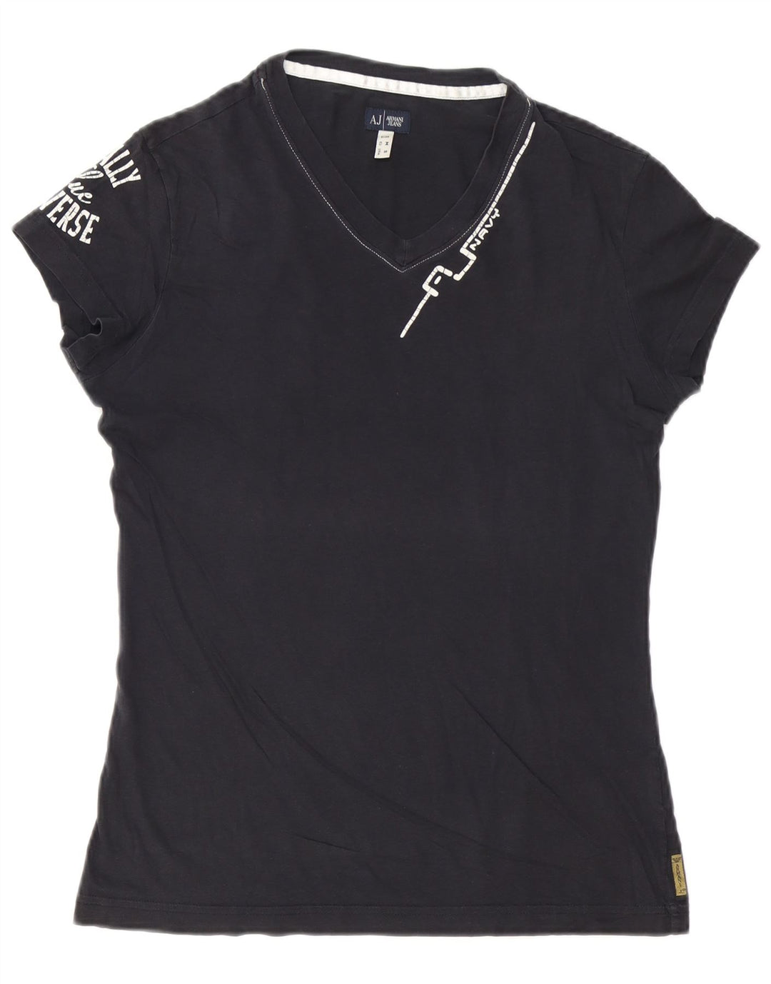 Armani Jeans T-Shirt Graphique Homme Bleu Marine Moyen Coton