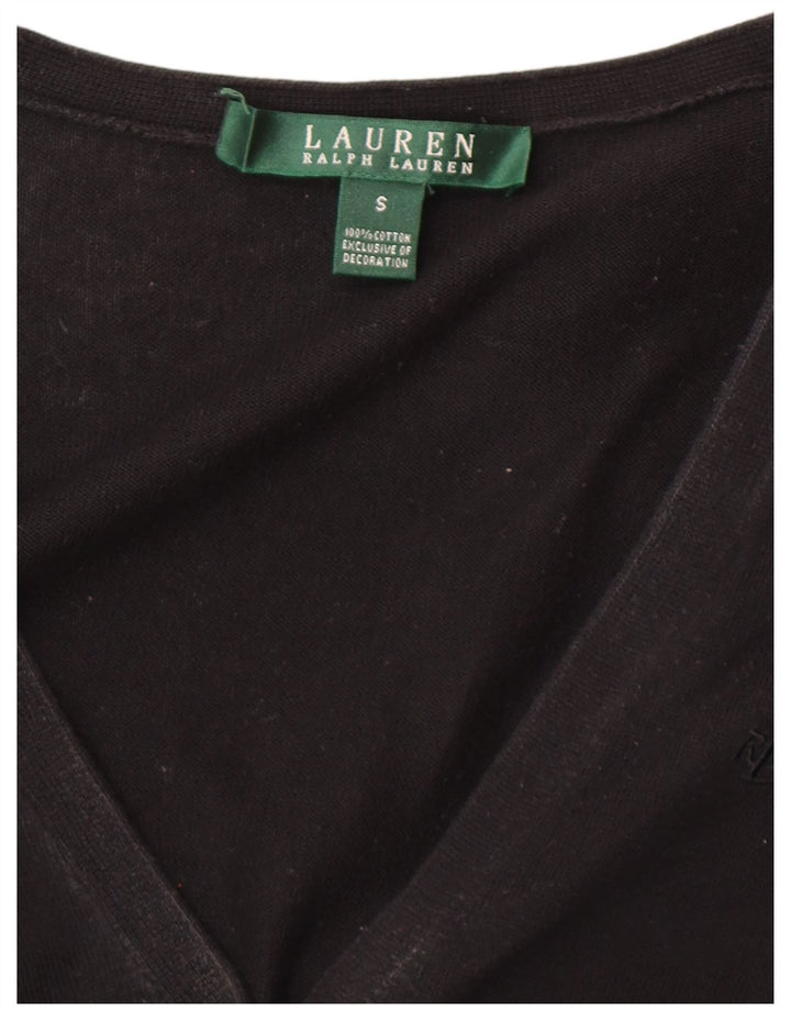 Ralph Lauren Pull Cardigan Femme UK 10 Petit Noir