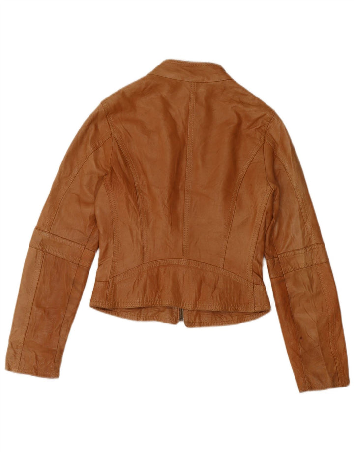 XETRA Veste de motard en cuir pour femme UK 8 Small Beige