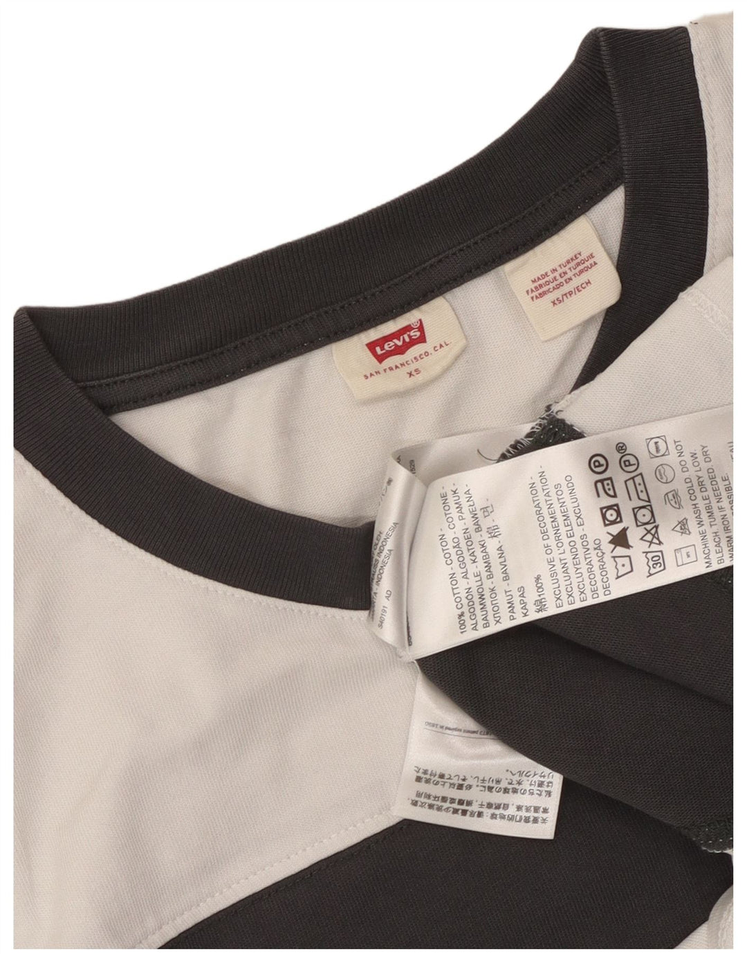 Levi's Femme Crop Oversize Graphic T-Shirt Top UK 6 XS Noir Rayé