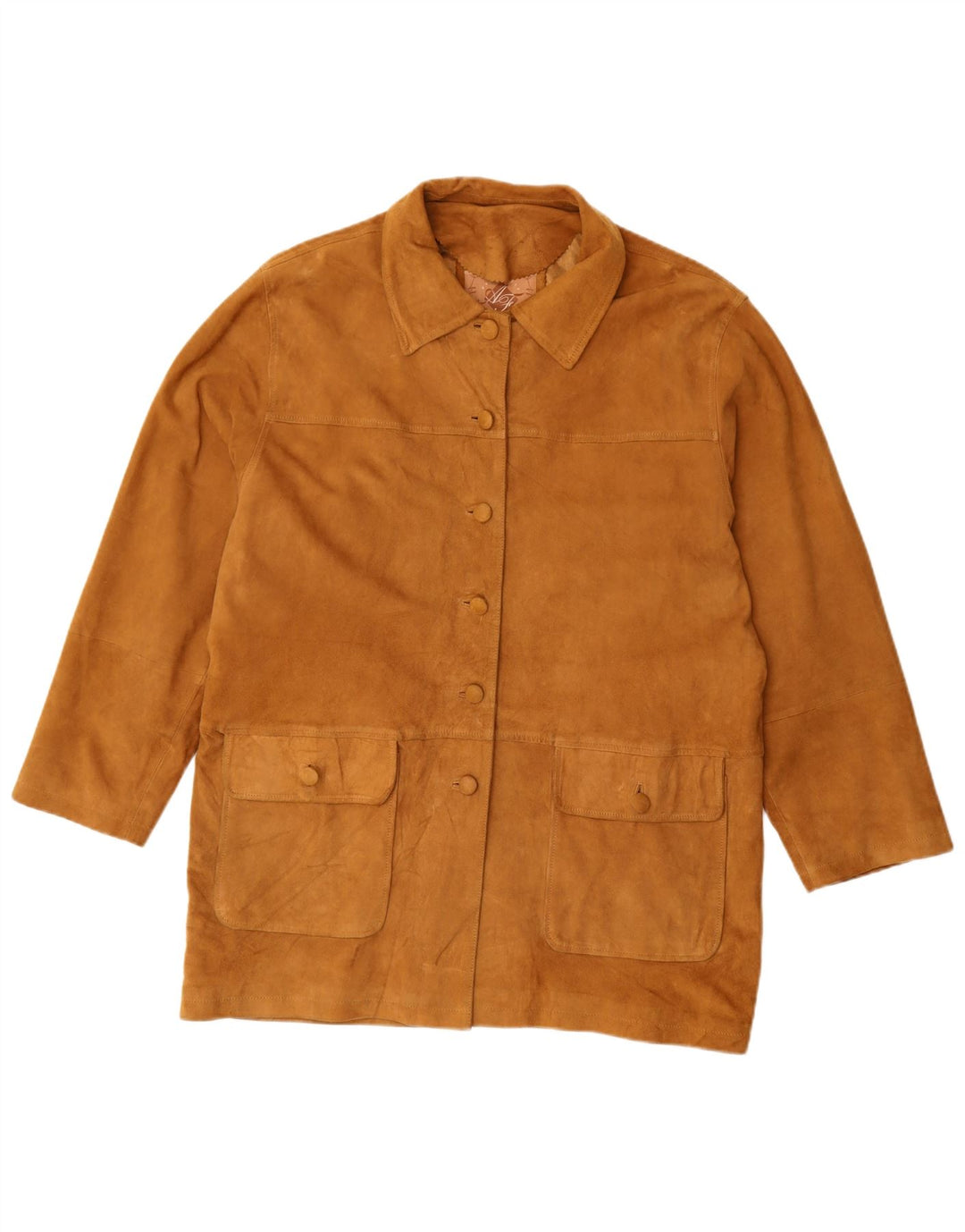 veste en daim surdimensionnée femme vintage IT 46 Grand cuir beige