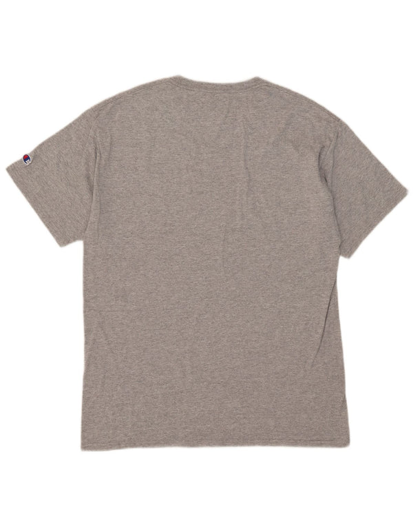 Champion Hommes DePAUL Graphic T-Shirt Top Large Gris Coton