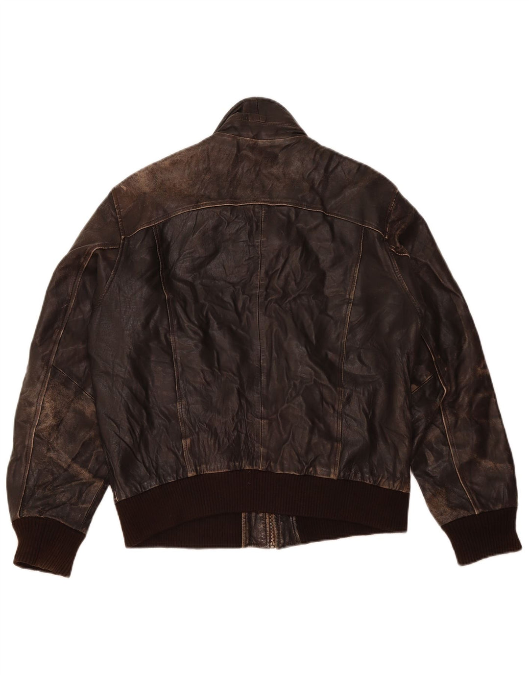 VINTAGE Veste en cuir femme UK 18 XL Cuir Marron