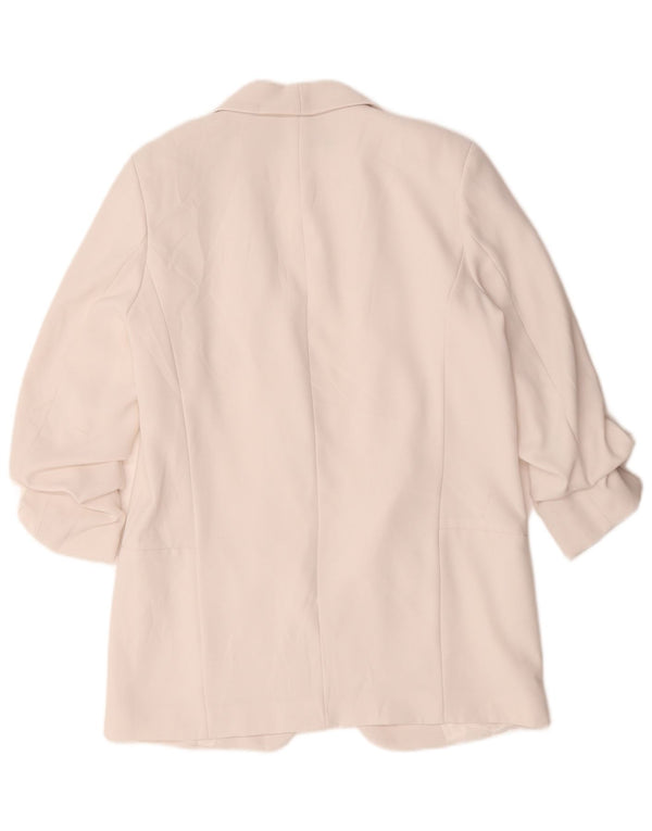 Zara Veste blazer ouverte à manches 3/4 pour femme UK 14 Polyester blanc moyen